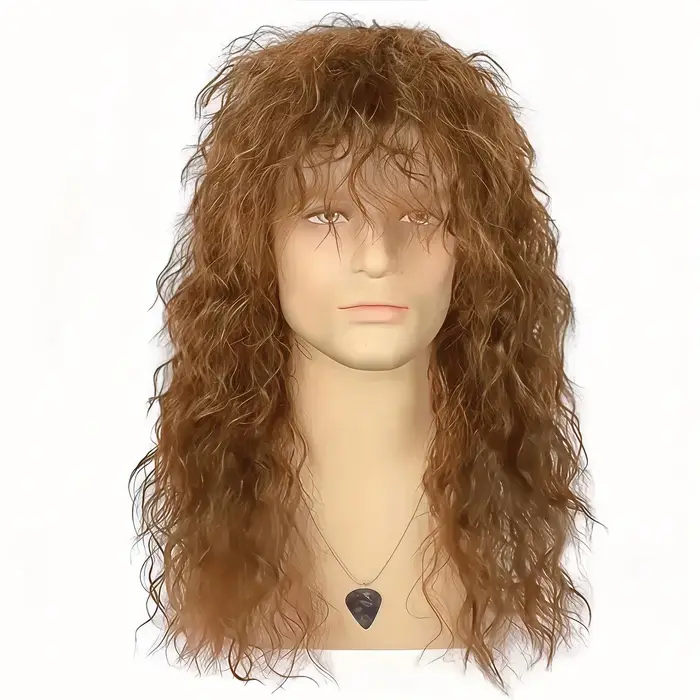 Perruque synthétique afro bouclée de ton marron rock classique