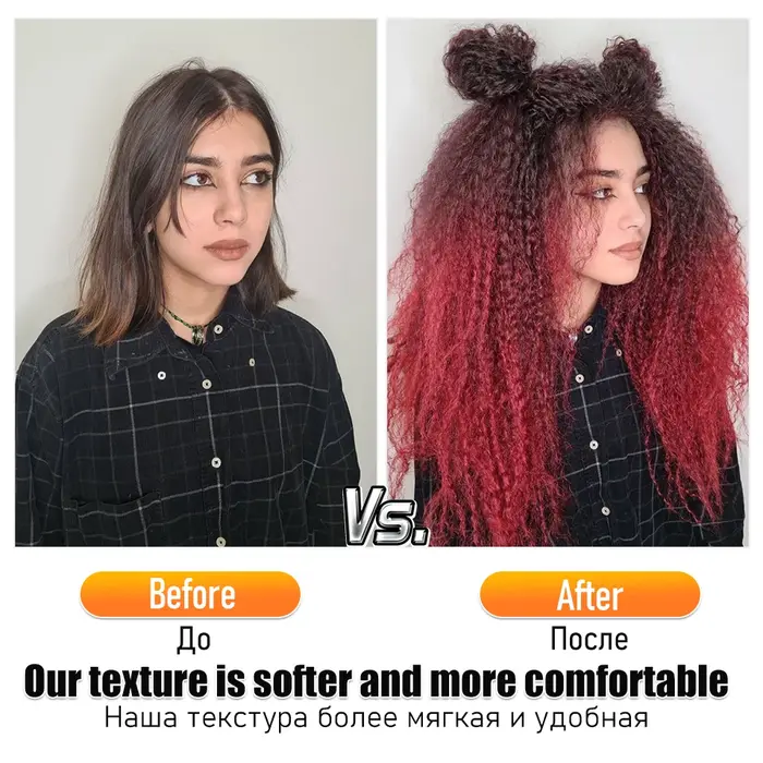 Tresses brésiliennes synthétiques bouclées Extension de tressage doux 20-28 pouces Afro Crochet cheveux longue vague