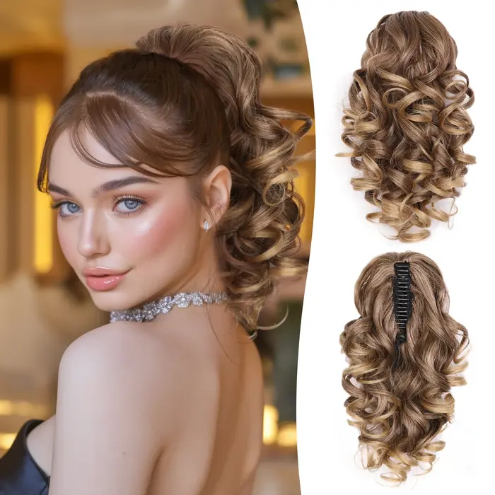 Extensions capillaires synthétiques bouclées et ondulées de 12 pouces