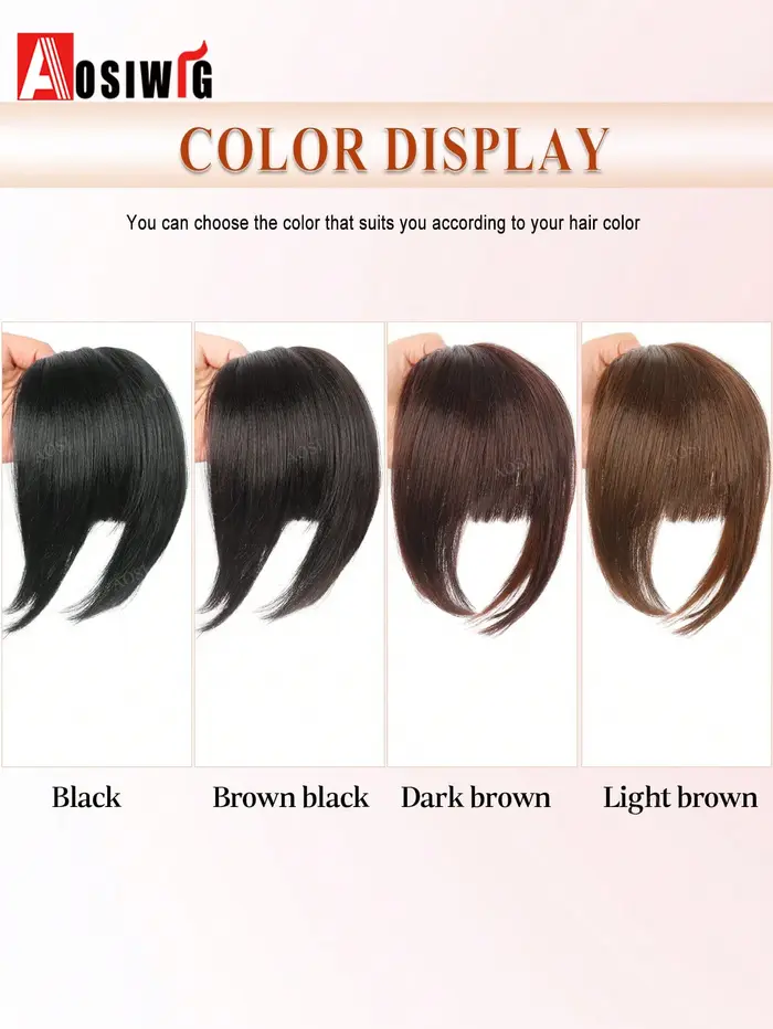 Extensions de cheveux synthétiques Yaki lisses avec frange épaisse pour femmes