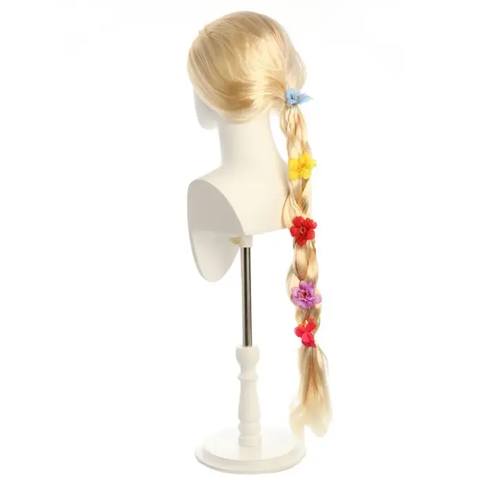 Enfants princesse Cosplay perruque filles raiponce habiller fleurs longue tresse