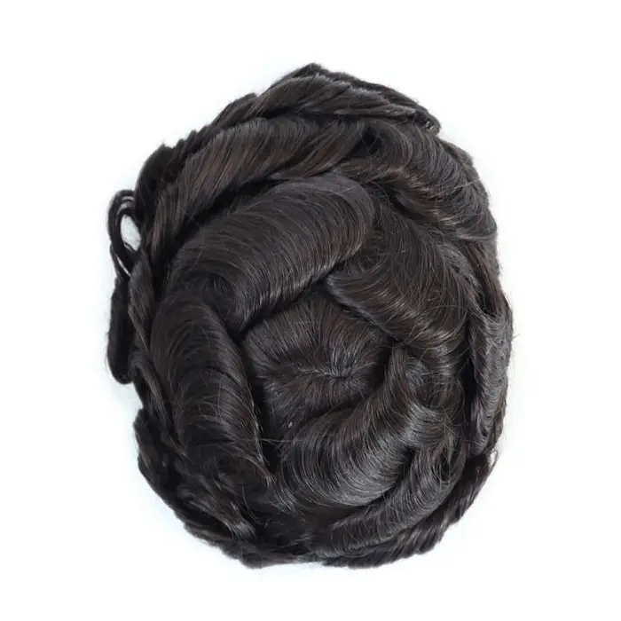 Hommes toupet avec noeuds pleine PU 0.14mm peau mince