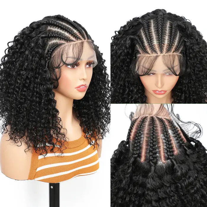 Perruque de cheveux bouclés tressés en dentelle avant 8 '' 13x6, perruque frontale pour tresser avec