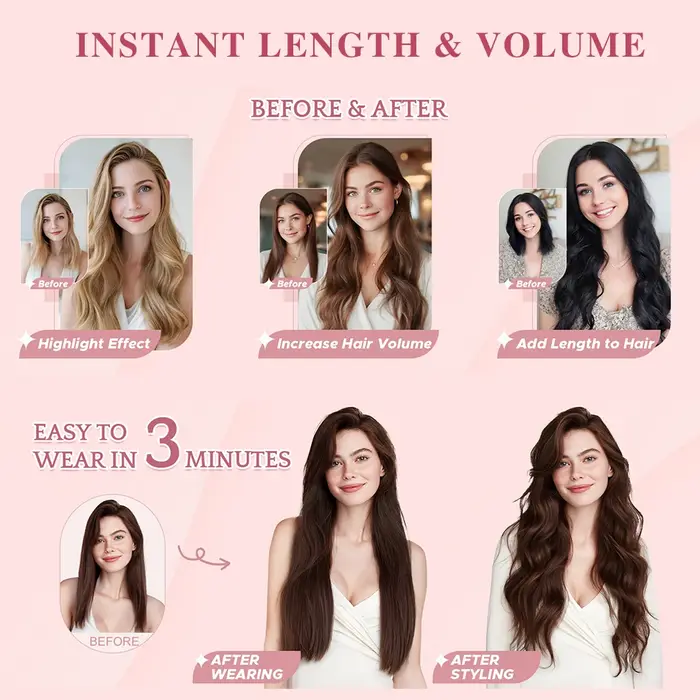 Extensions de cheveux à clipser 85-120g