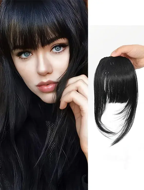 Frange synthétique à clipser, coupe effilée avec pattes d'ange, extensions de cheveux invisibles pou