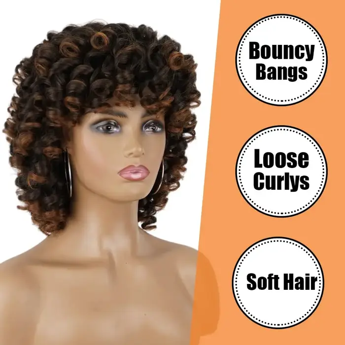 Perruques bouclées brunes ombrées pour femmes noires