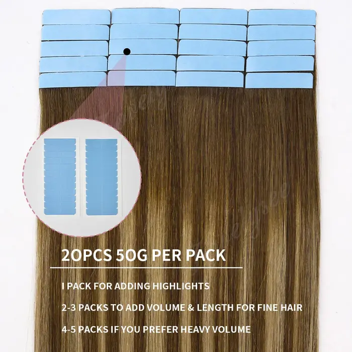 Extensions de cheveux naturels Balayage à bandes adhésives