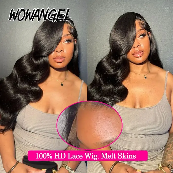 WOWANGEL 13x6 HD dentelle avant perruques 34 pouces vague de corps sans colle perruque de cheveux hu
