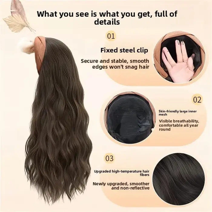 Bandeau Cheveux Longs Bouclés Couleur Caramel