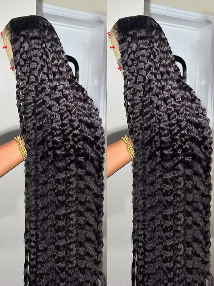 Perruque brésilienne en cheveux humains 13x4 13x6 HD Lace Front, Deep Wave, 30 40 pouces, densité 25