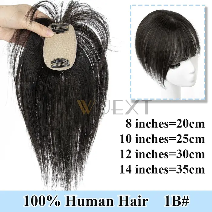 Clips en Topper cuir chevelu naturel pour cacher les cheveux chauve ou blancs 100% cheveux humains T