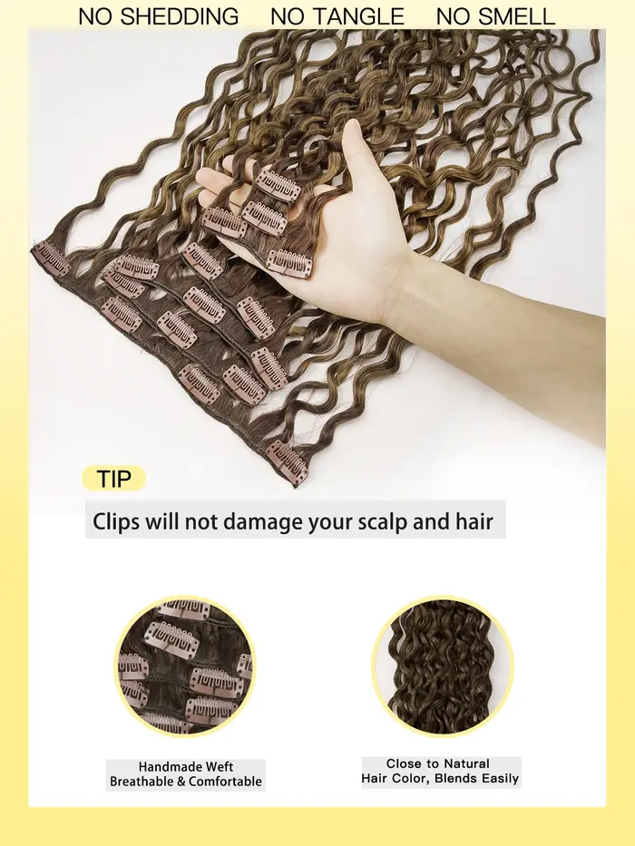 Yelo pince bouclée dans les Extensions de cheveux vrais