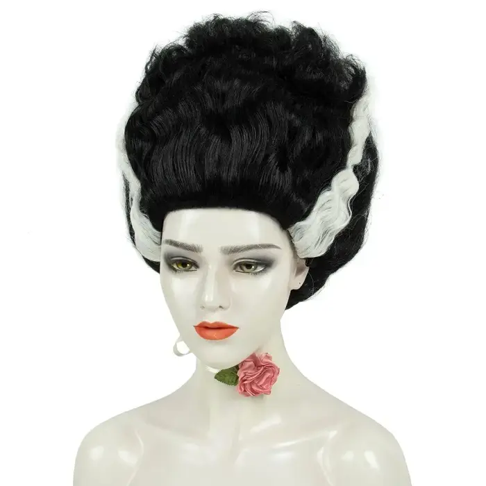 Perruque afro noire et blanche en forme de ruche