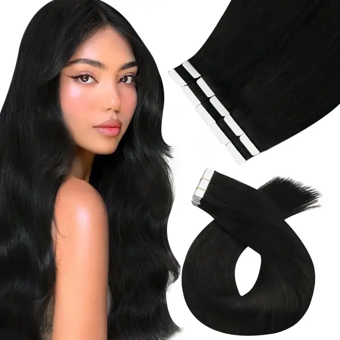 Moresoo-Extensions de cheveux à ruban adhésif, 100% vrais cheveux humains, qualité de salon, cheveux
