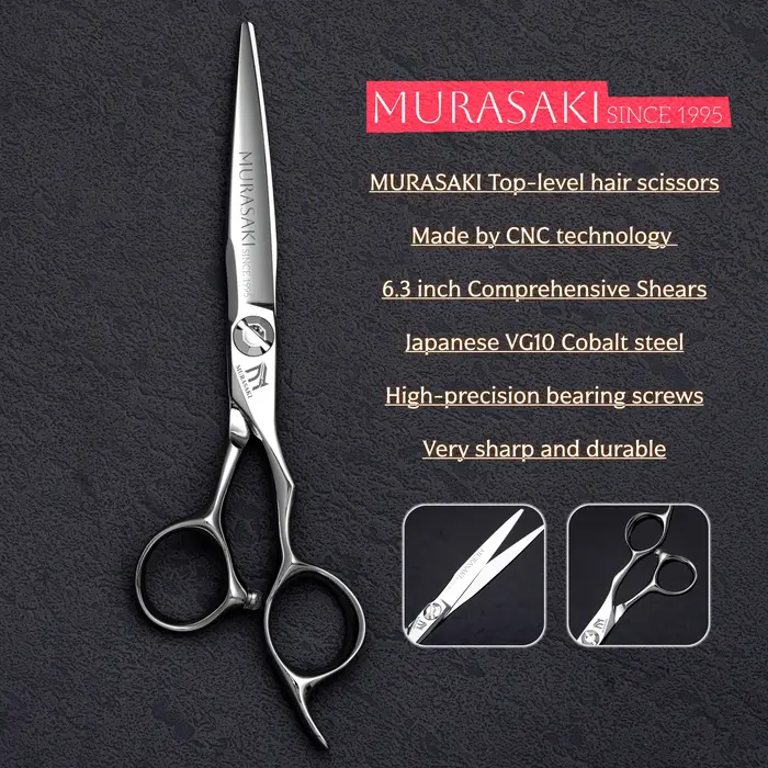 Ciseaux de coiffure de haut niveau MURASAKI, ciseaux de barbier de 5,7-6,3-6,8 pouces, fabriqués en 