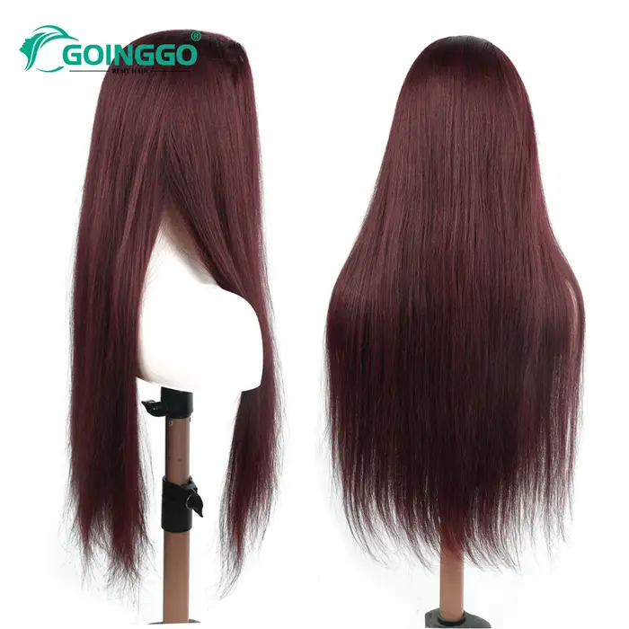 3/4 cheveux humains demi perruque faite à la Machine cheveux longs raides 14-28 pouces brésilien Rem