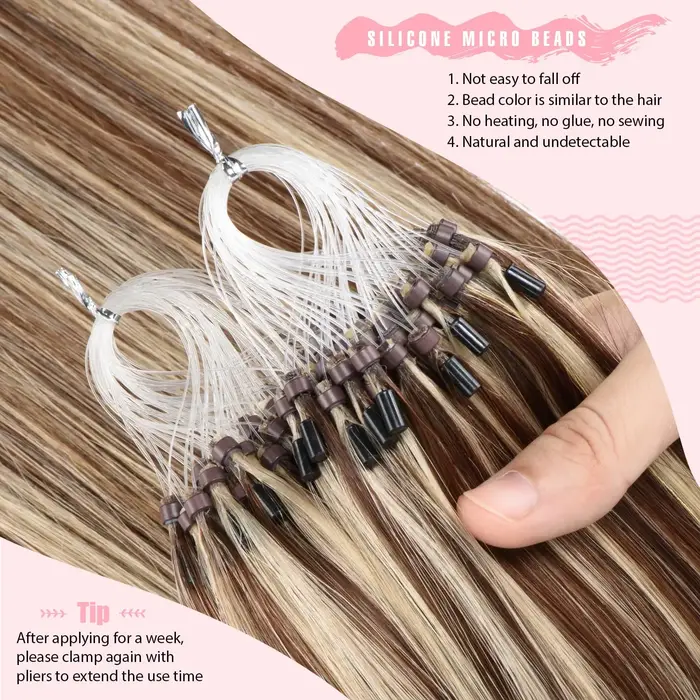 Extensions d'anneaux Micro boucle 100% cheveux humains