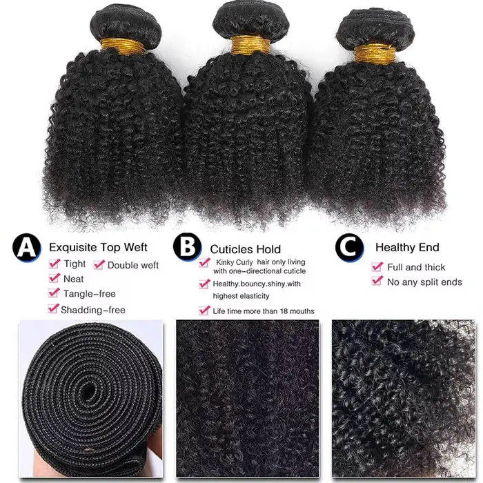 Tissage en lot brésilien naturel Remy crépu bouclé