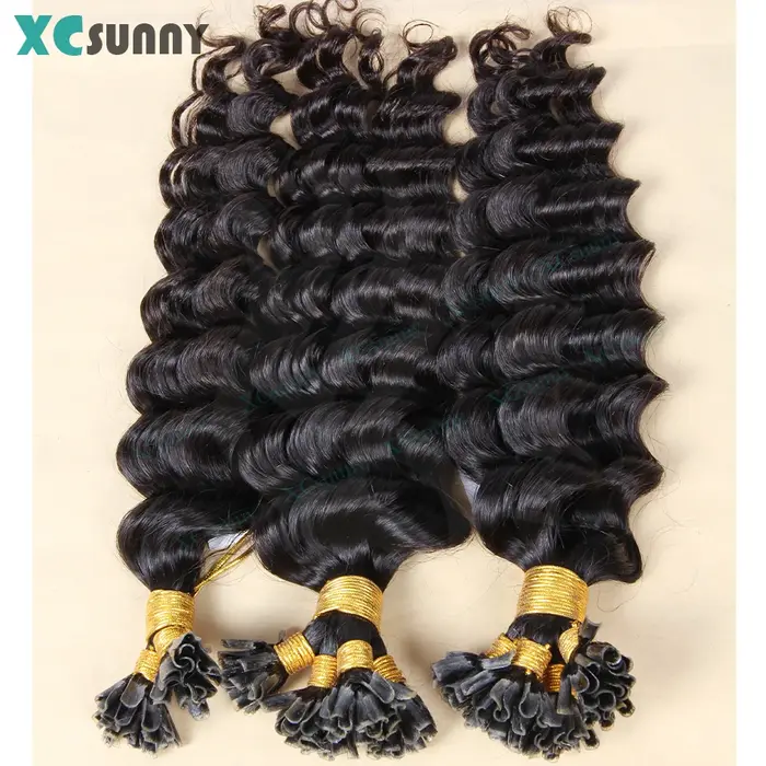 U Tip Extensions de cheveux humains kératine vague profonde Utip réel Extensions de cheveux humains 