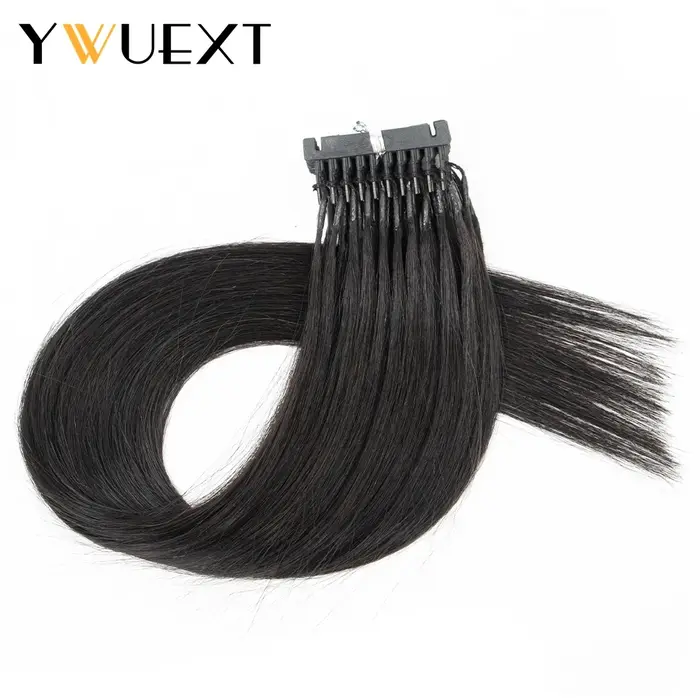 Extensions de Cheveux Naturels Vierges Remy, 1B #02 #04 #60 #40-60cm, 6D-1 Génération, 10 Pièces/Ens