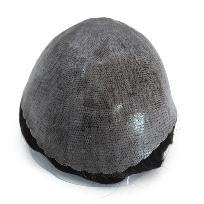 Prothèse capillaire masculine I SKIN 0.12-0.14mm en PU intégral avec nœuds, système de remplacement