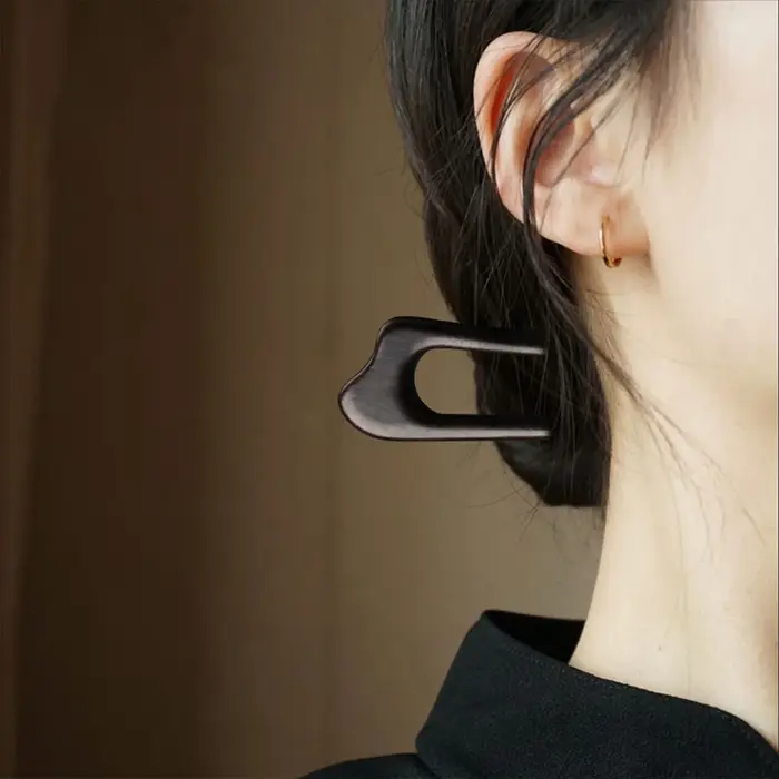 Épingles à cheveux chinoises simples en bois en forme de U pour femmes