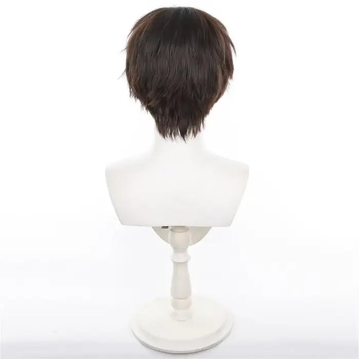 Perruque courte et droite marron foncé pour femmes et hommes