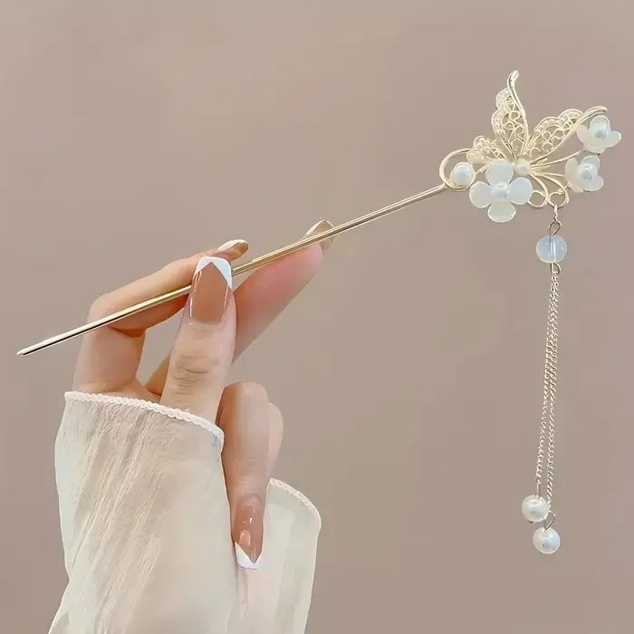 1/6 pièces élégant Style chinois gland bâton de cheveux traditionnel Design Floral accessoire de coiffure femmes bijoux