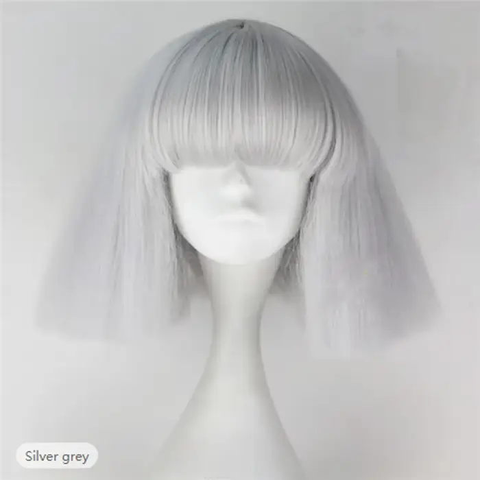 HAIRJOY Lady Gaga Cosplay perruques droite Bob court brun foncé argent gris blond