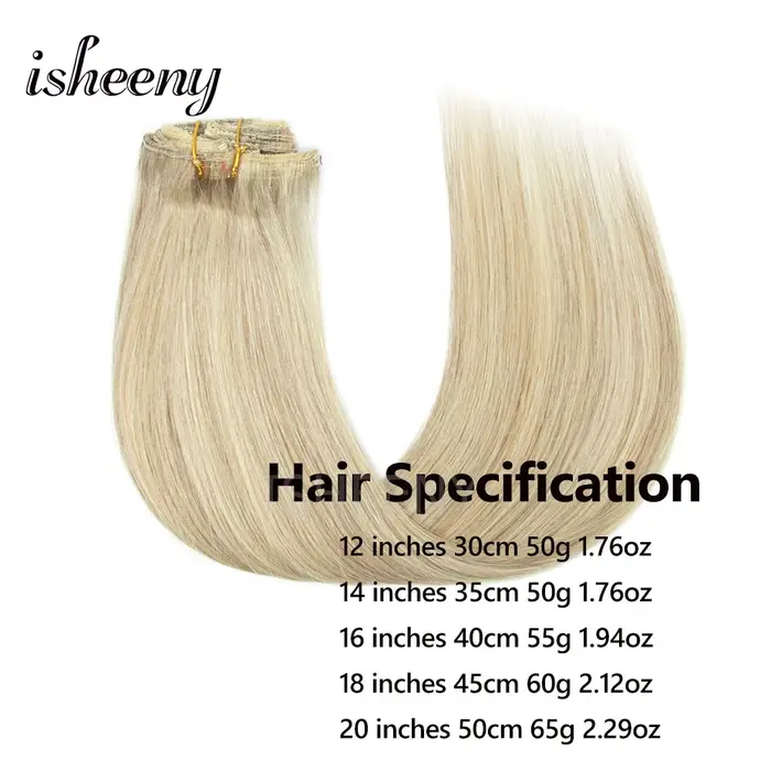 Extensions de cheveux humains à clipser de 12 à 20 pouces