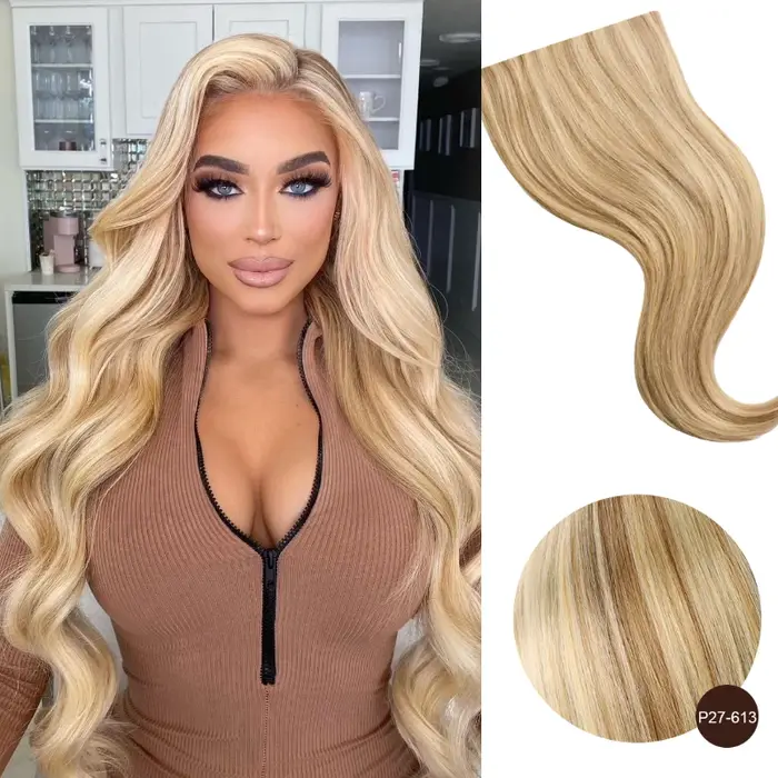 Extensions de cheveux naturels à clipser avec fil invisible