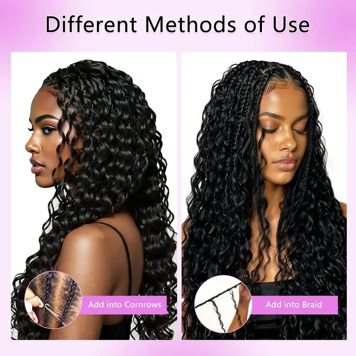 Extensions de cheveux au crochet sans nœuds, pré-séparées, ondulées profondes, 100 % cheveux humains