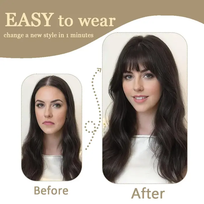 Extensions capillaires 100 % naturelles pour femmes avec frange