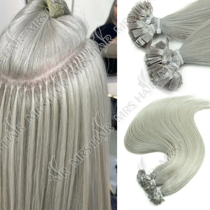 Extensions de cheveux humains à pointe plate en kératine personnalisées