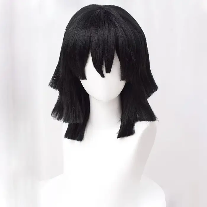 Perruque de Cosplay synthétique courte de 40cm, perruque superposée de style noir, perruque d'hallow