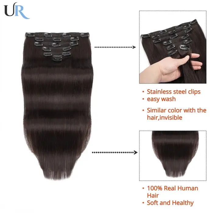 Extensions de cheveux humains à clips