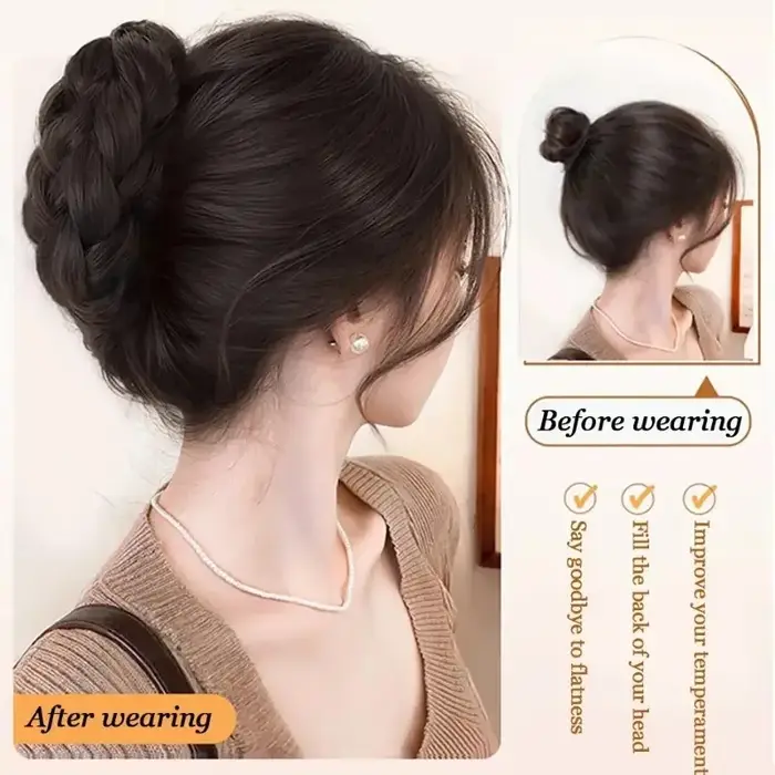 Postiche synthétique élégante pour chignon, pince à griffe ovale, accessoire pour chignon haut pour femmes, adapté à un usage quotidien, accessoires pour cheveux