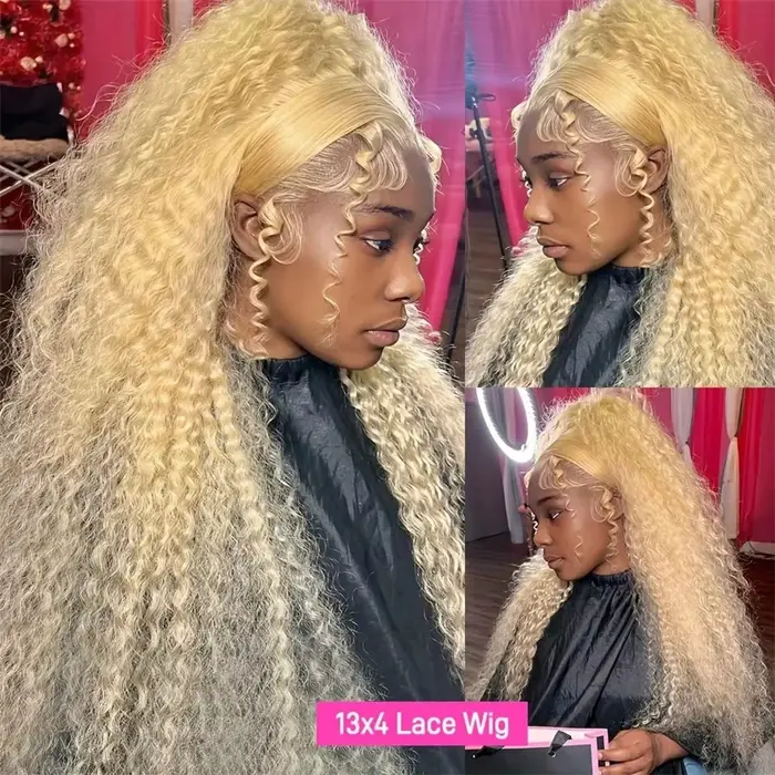 Perruques Lace Frontal HD Transparentes 13x6 de 30 Pouces, Blond Miel 613, Ondulées Profondes, Cheve