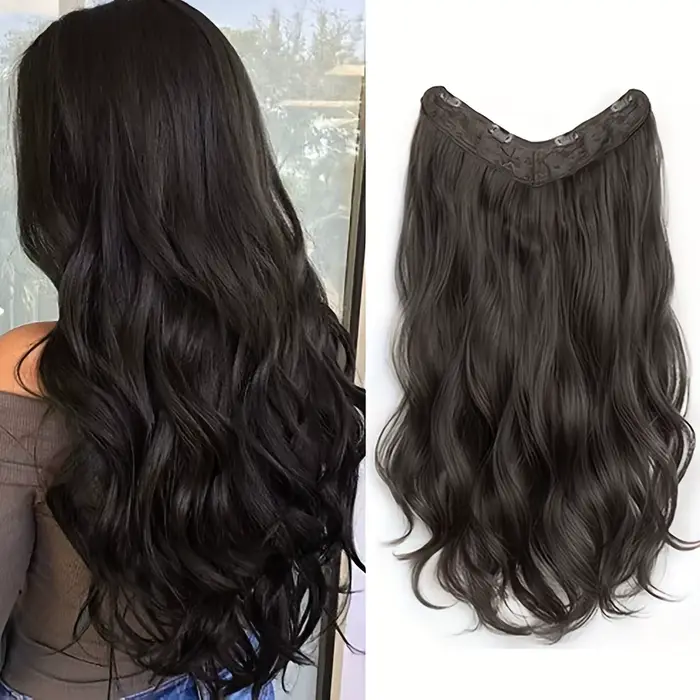 Extensions capillaires synthétiques longues ondulées en forme de U, Extensions capillaires à Clip de