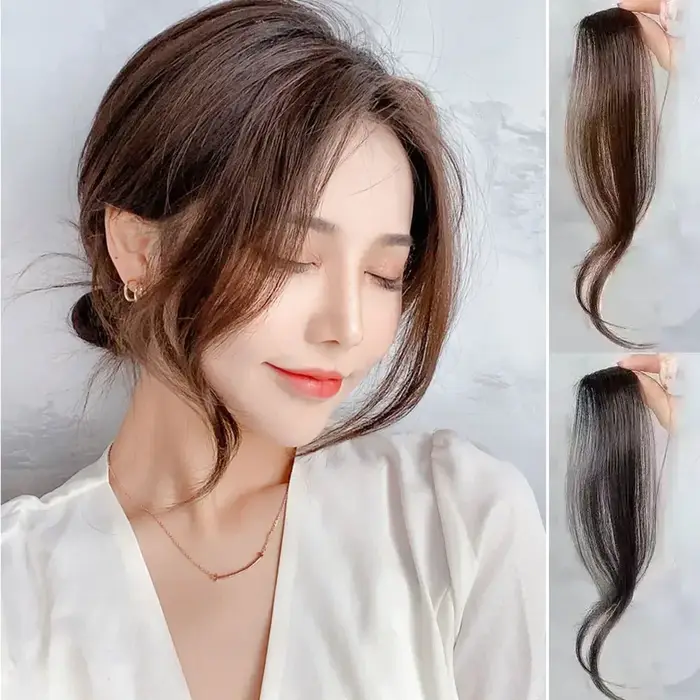 Perruque Synthétique Bouclée avec Frange Courte pour Femme