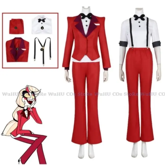 Hasbin CosCartoon déguisement adulte hôtel Fantasia Costume femmes uniforme perruque Halloween Charlie Morningstar