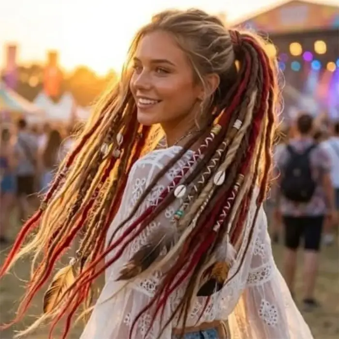 Nouvelle queue de cheval élastique tressée style bohème avec élastique
