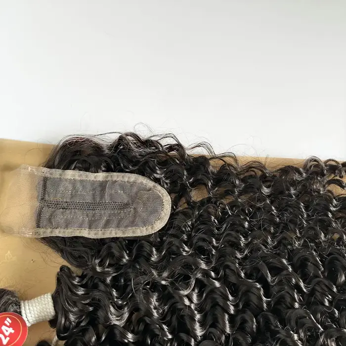 Adorables lots de cheveux afro bouclés crépus de 24 pouces avec closure