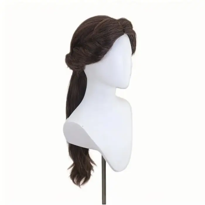 Perruque brune de style professionnel pour cosplay Belle Village Girl