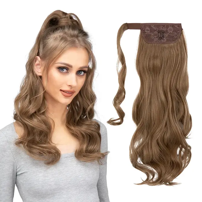 Extension capillaire synthétique longue et ondulée, queue de cheval bouclée à Clip, faux postiche en