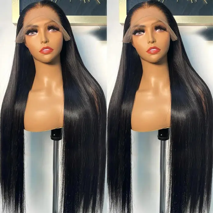 Perruque Lace Frontal Wig Remy indienne lisse, cheveux humains, 30 pouces, 13x4, pre-plucked, 4x4, d