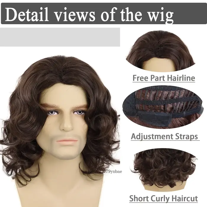 Perruque synthétique marron pour hommes