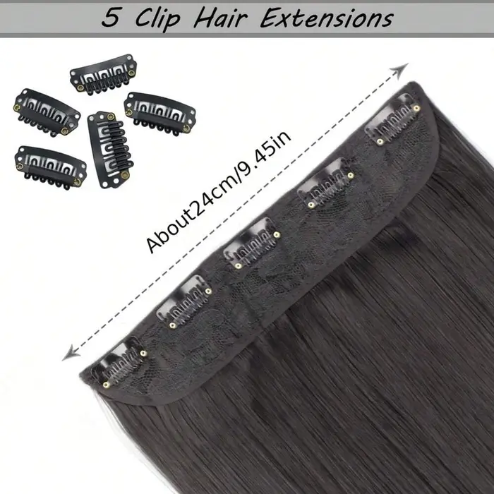 24 pouces/32 pouces/40 pouces postiches synthétiques longues droites pince dans les Extensions de cheveux noir naturel