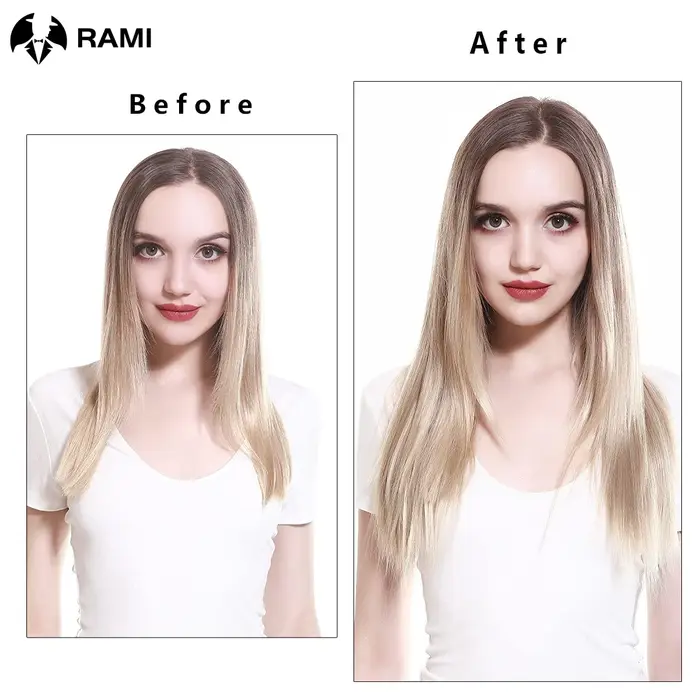Extensions de ligne de poisson de cheveux humains une pièce 12-26 pouces # 130 blond mis en évidence pour une couverture dimensionnelle du cuir chevelu