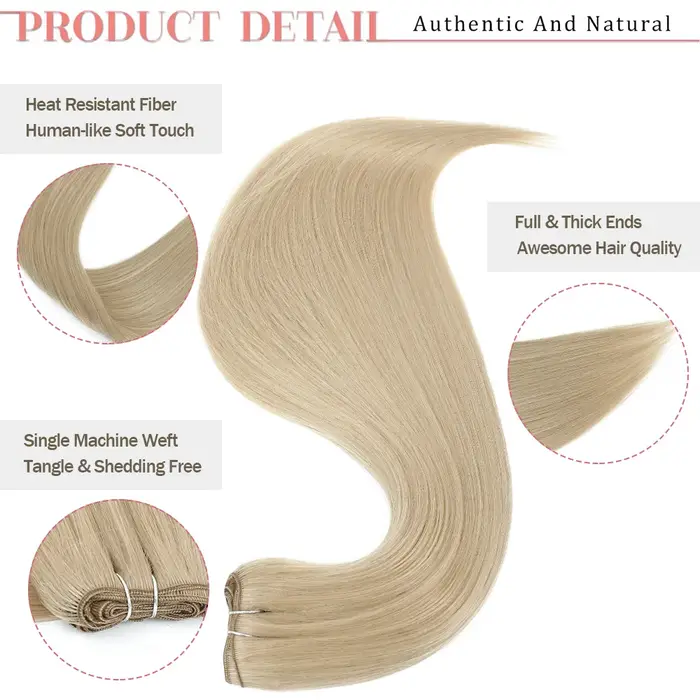 Extensions de cheveux lisses blond Piano